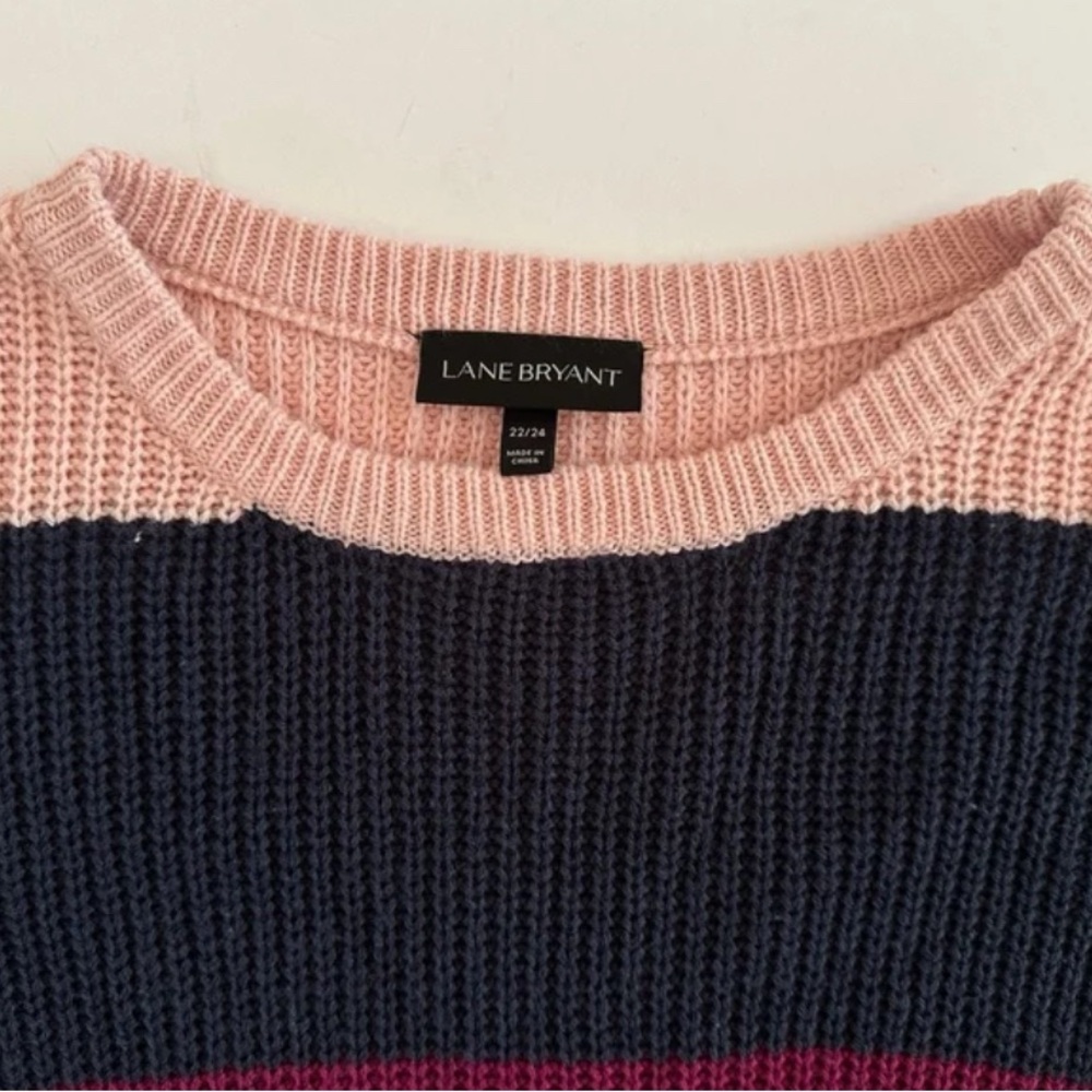 Lane Bryant Long Sleeve Curvy Color Blocked Knit Sweater size 22/24 - Picture 5 of 9